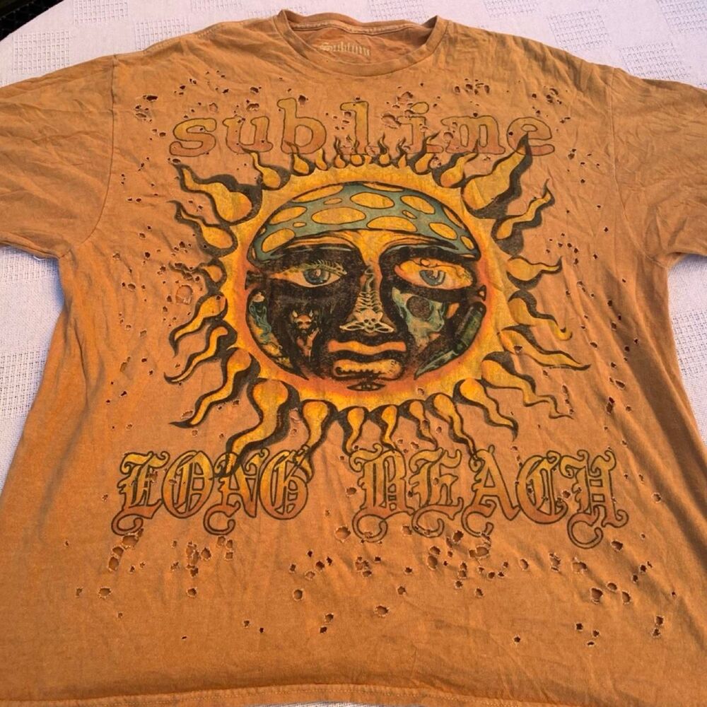 Sublime Men's Orange and Tan T-shirt